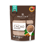 Navitas Organics Regenerative Certified Unsweetened Organic Cacao Powder 8oz. front of bag