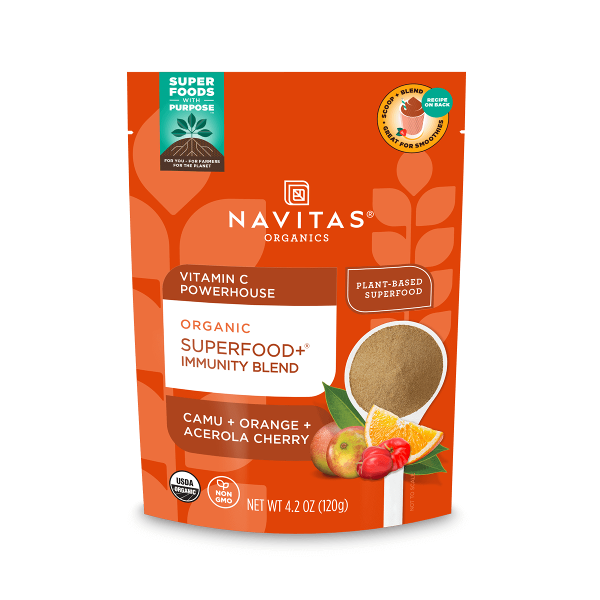 Navitas Organics Superfood+ Immunity Blend Vitamin C Powerhouse front of bag
