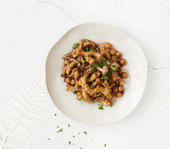 Wild Mushroom Pasta recipe made with Navitas Organics Hemp Seeds