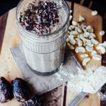 Yerba Mate Smoothie made with Navitas Organics Maca Powder and Cacao Nibs