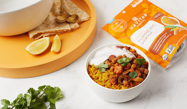 Moroccan Chickpea Bowl with Turmeric Rice Recipe
