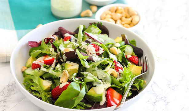 Strawberry Avocado Salad with Hemp Tahini Dressing Recipe