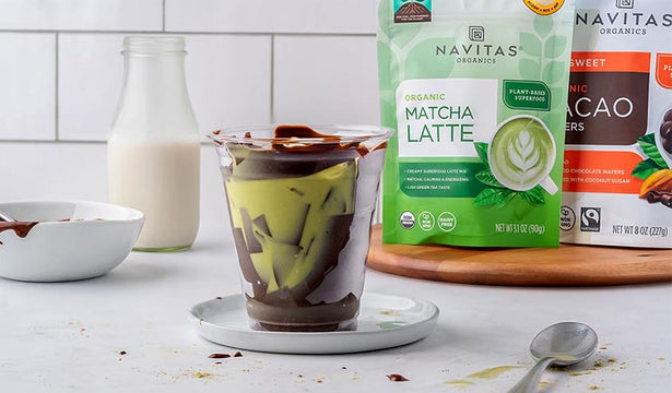 Cracking Chocolate Iced Matcha Latte