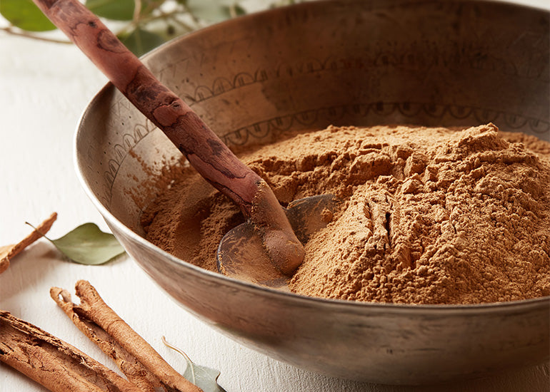 A ceremonial bowl filled with Peruvian maca 
