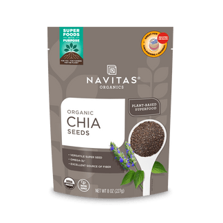 Navitas Organics Chia Seeds – Organic, Non-GMO, and nutrient-dense superfood rich in omega-3 fatty acids, fiber, and protein. A versatile plant-based seed perfect for chia pudding, smoothies, and oatmeal. USDA Organic and great for heart health.