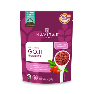 Navitas Organics Goji Berries 4 oz. front of package.